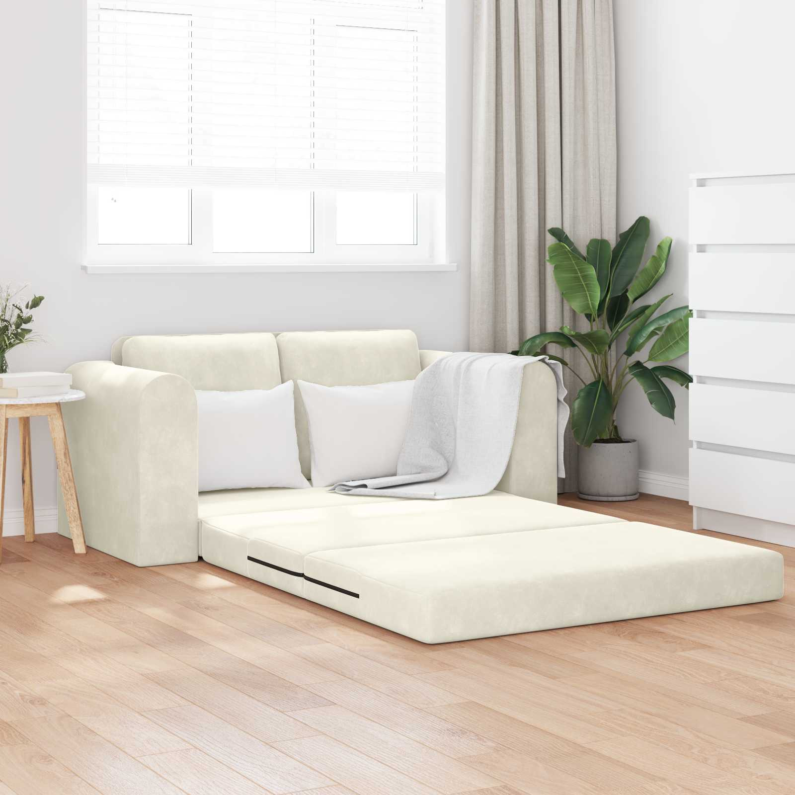 vidaXL Schlafsofa Creme 148 x 71 x 83 cm Samt