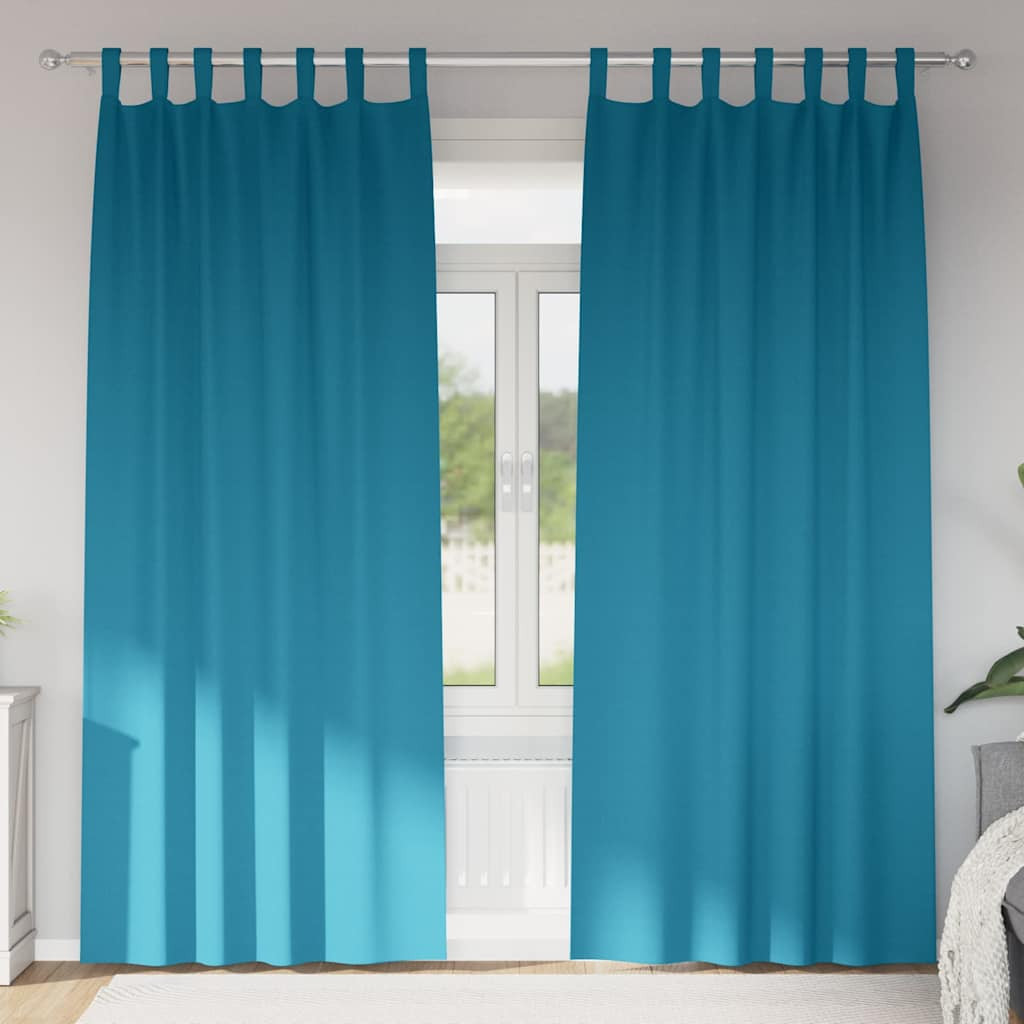 vidaXL Verdunkelungs-Vorhänge mit Ringen 2 pcs Türkis 245 x 140 cm
