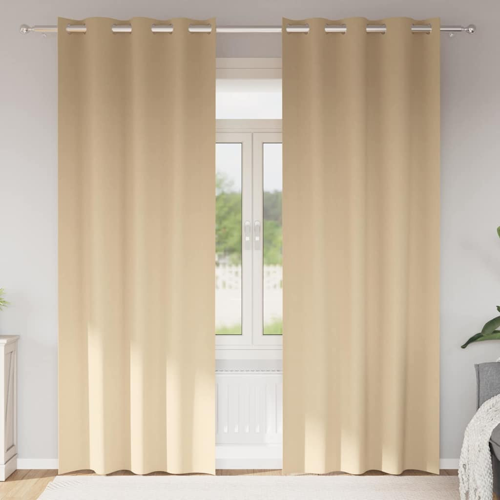vidaXL Verdunkelungs-Vorhänge mit Ringen 2 pcs Creme 245 x 140 cm