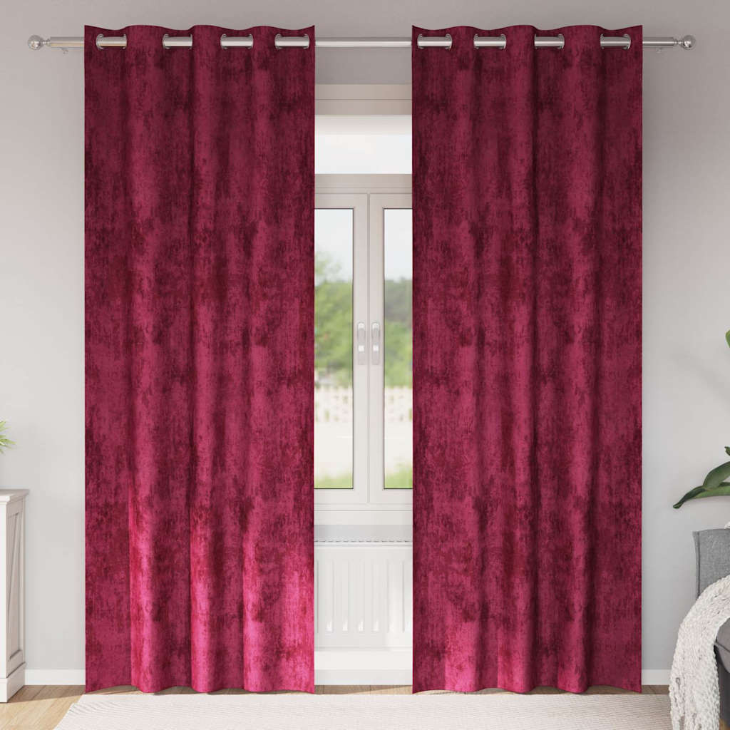 vidaXL Samtvorhänge mit Vorhängen 2 pcs Weinrot 245 x 140 cm Samt
