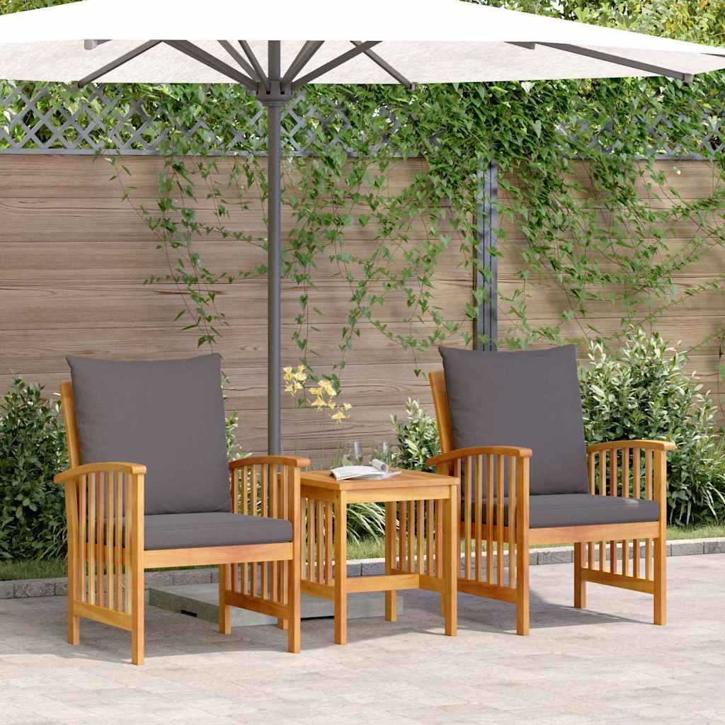 vidaXL Gartensofa-set mit Kissen 3 pcs Öl-Natur Massivholz Akazie