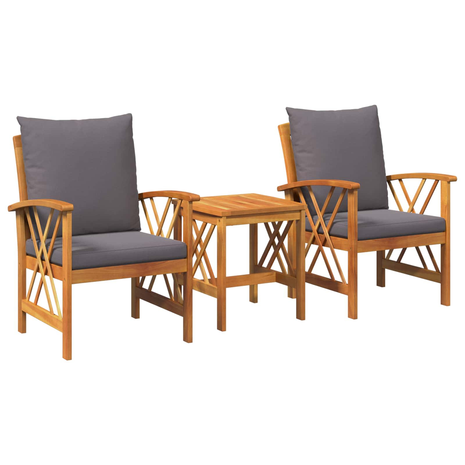 vidaXL Gartensofa-set mit Kissen 3 pcs Öl-Natur Massivholz Akazie