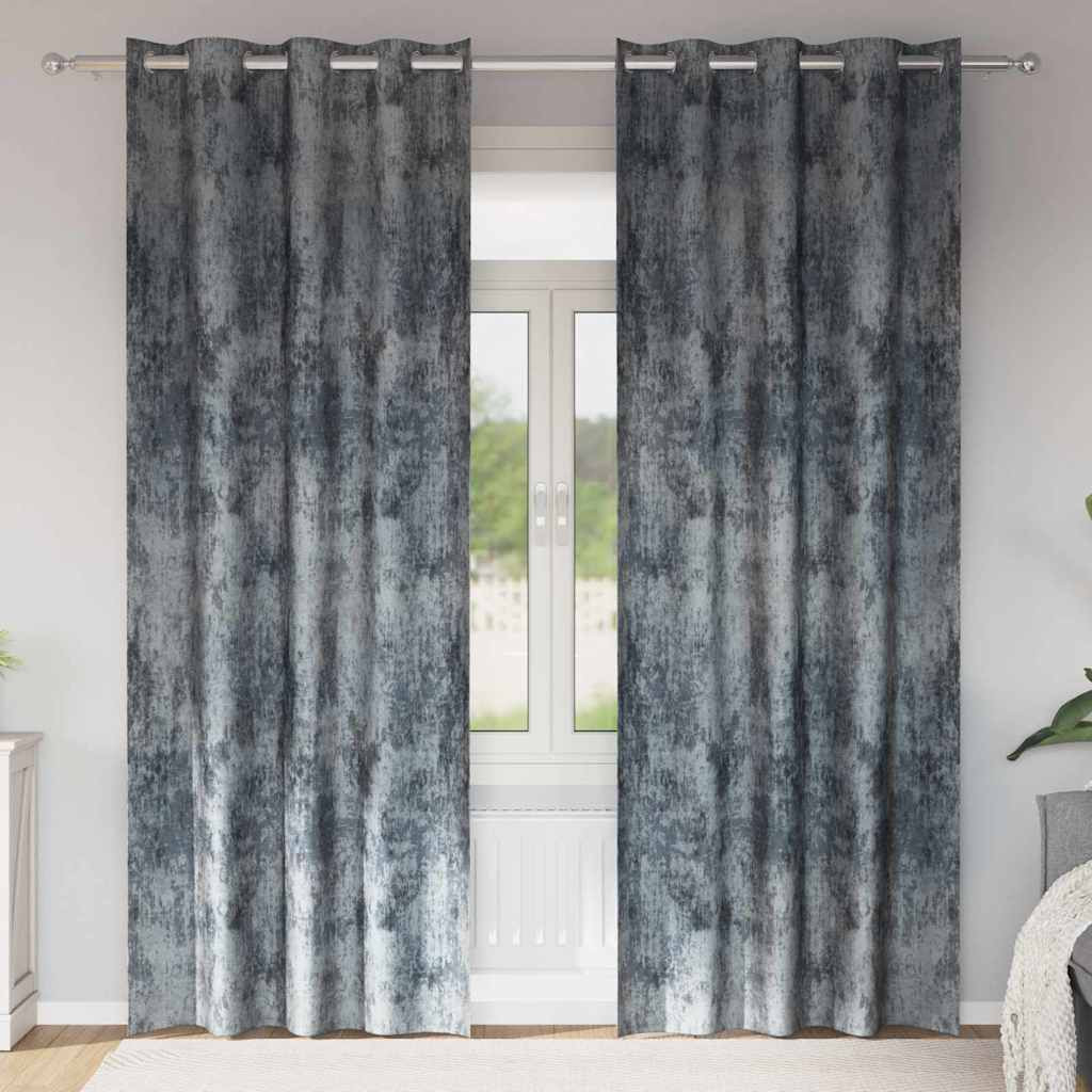 vidaXL Samtvorhänge mit Vorhängen 2 pcs Silber Grau 245 x 140 cm Samt