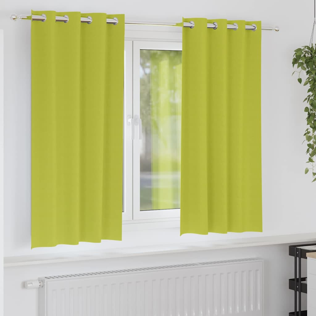vidaXL Verdunkelungs-Vorhänge mit Ringen 2 pcs Grün 175 x 140 cm