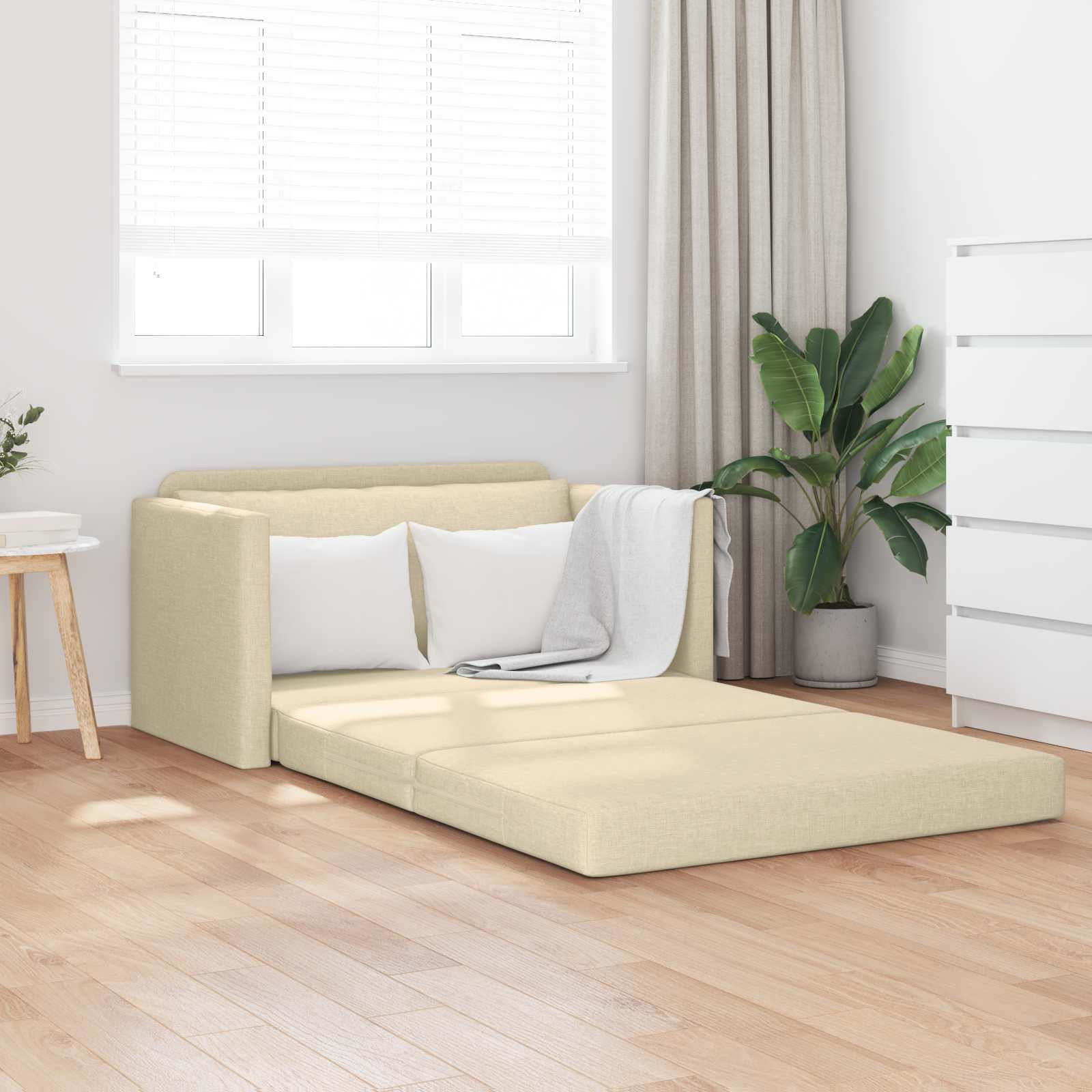vidaXL Schlafsofa 110cm Creme Stoff