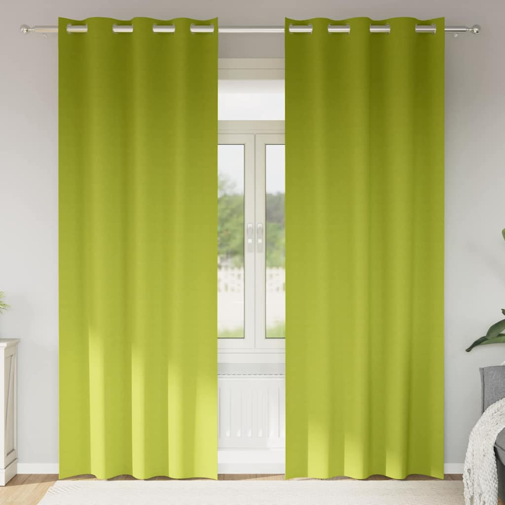 vidaXL Verdunkelungs-Vorhänge mit Ringen 2 pcs Grün 260 x 140 cm