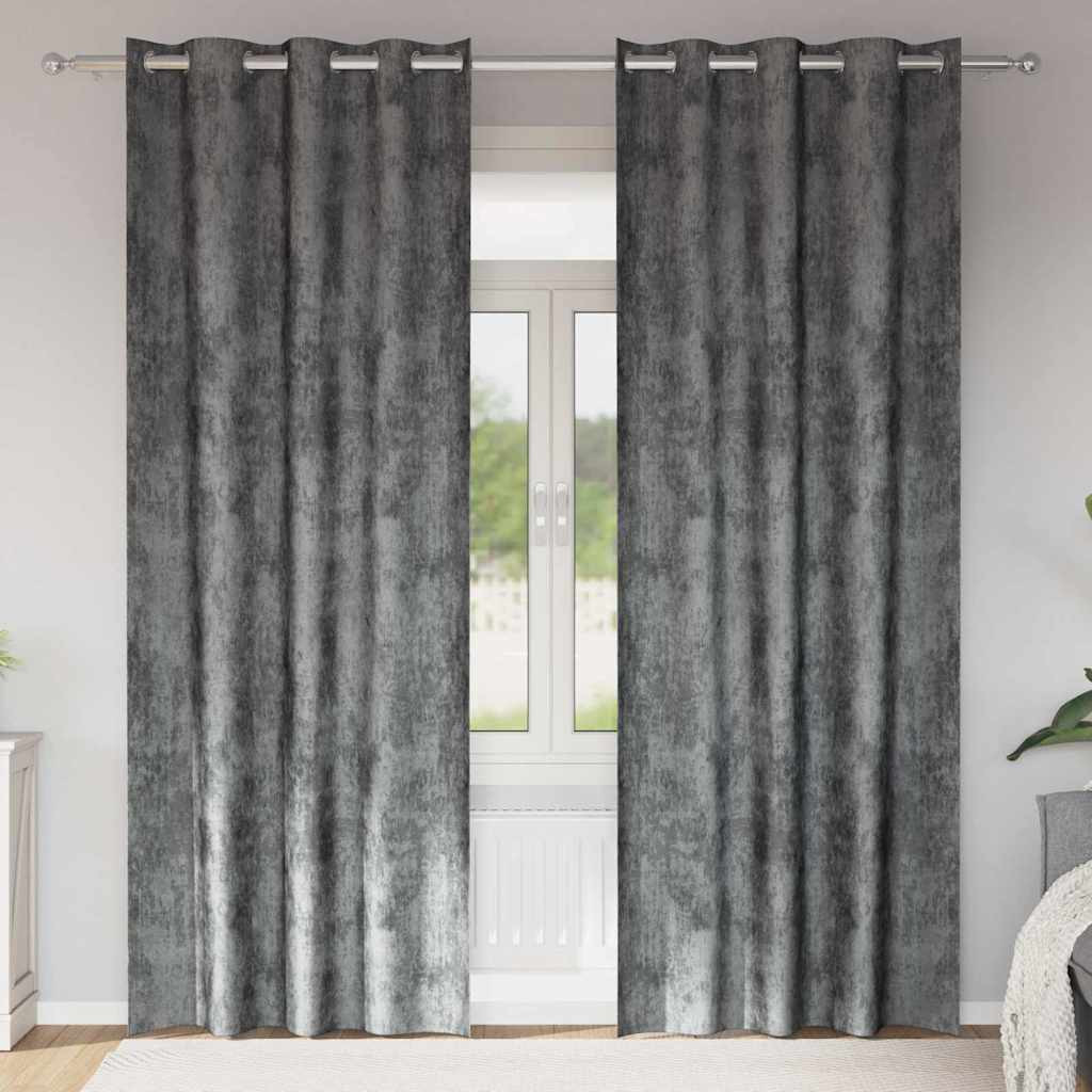 vidaXL Samtvorhänge mit Vorhängen 2 pcs Grau 260 x 140 cm Samt