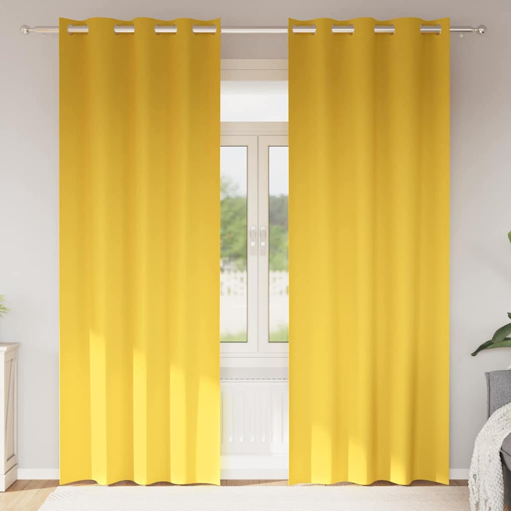 vidaXL Verdunkelungs-Vorhänge mit Ringen 2 pcs Senfgelb 260 x 140 cm