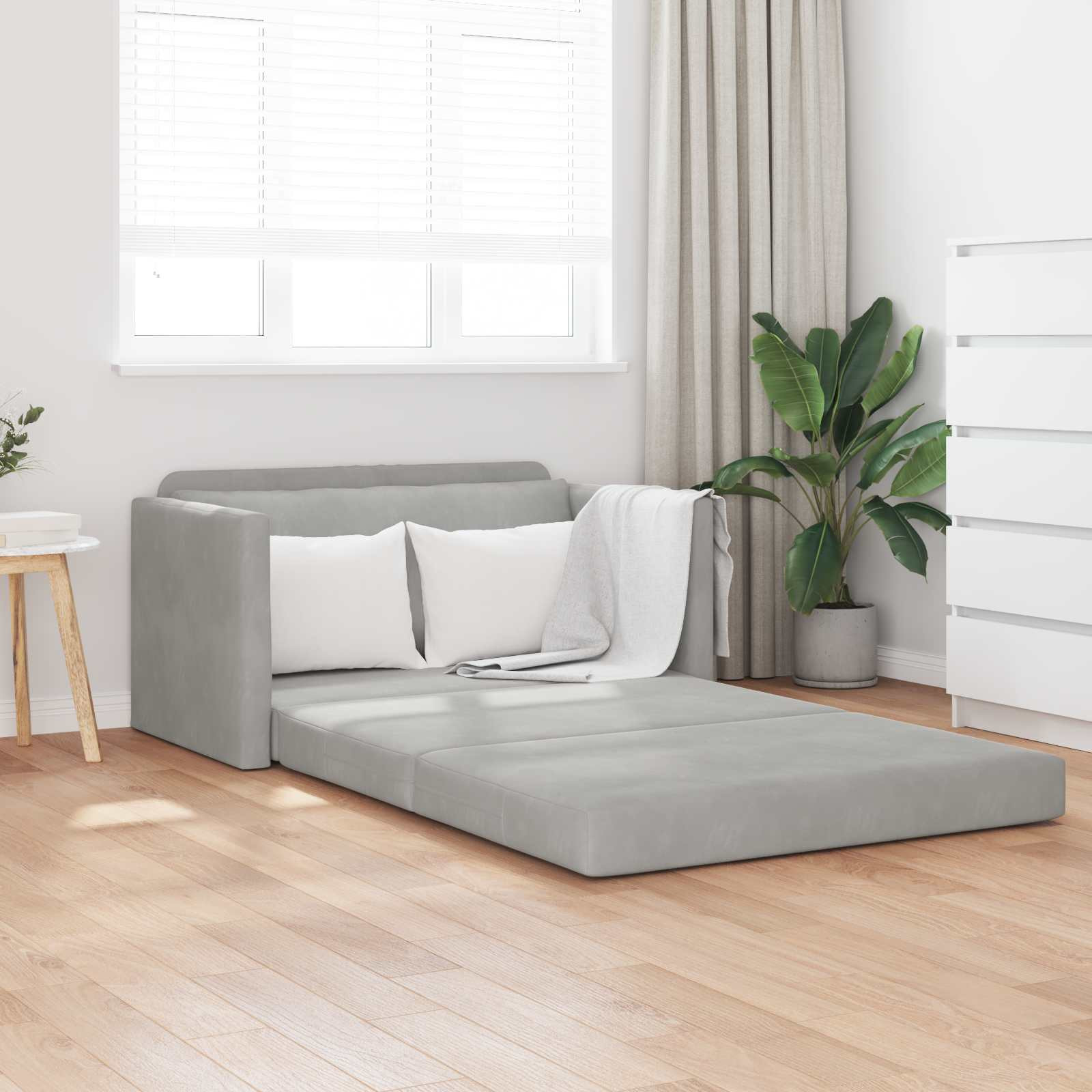 vidaXL Schlafsofa Hellgrau 124 x 71 x 78 cm Samt