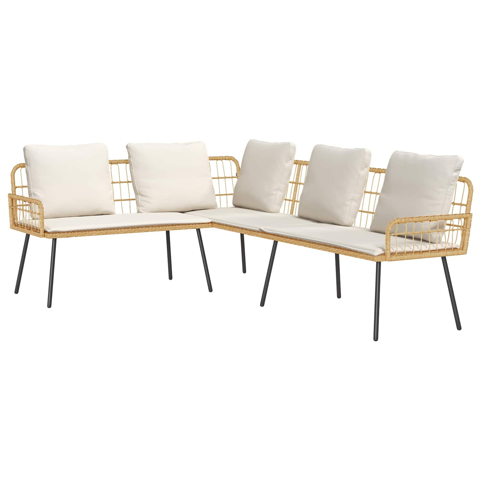 vidaXL Sofa mit Kissen Natur 173 x 231 x 90cm Stahl