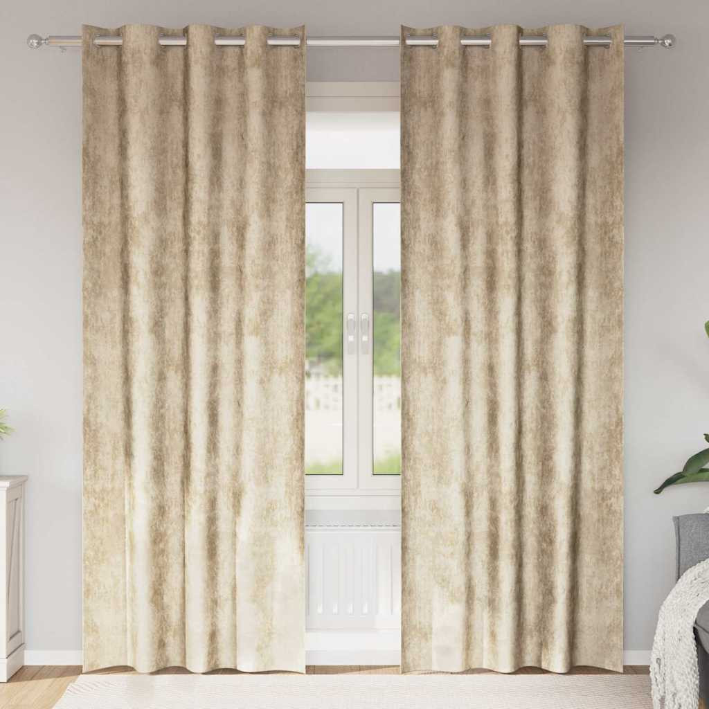 vidaXL Samtvorhänge mit Vorhängen 2 pcs Creme 260 x 140 cm Samt