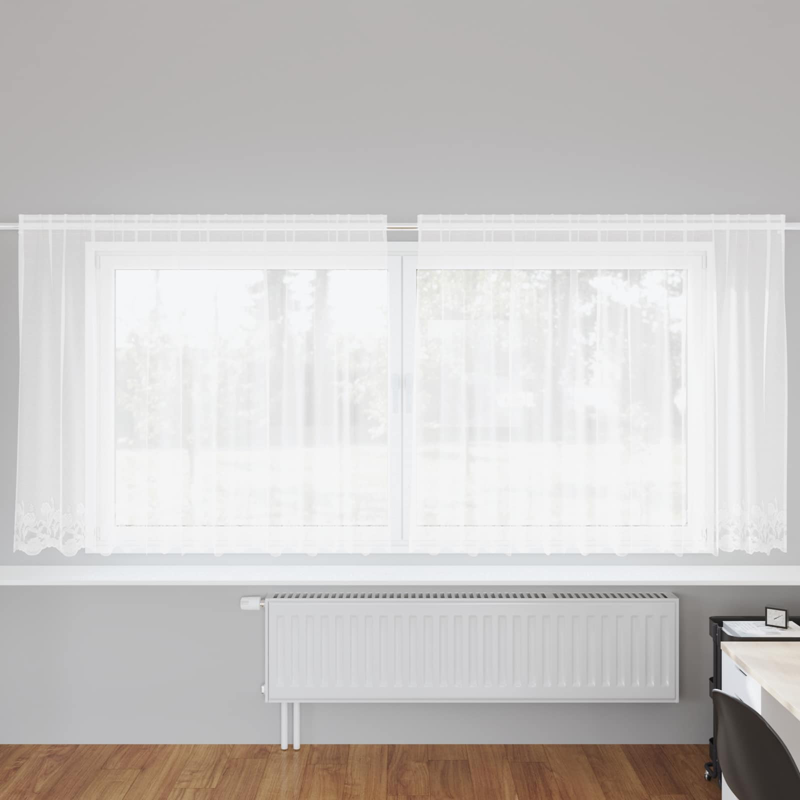 vidaXL Spitzenvorhang mit Vorhängen Weiß 300 x 140 cm Polyester