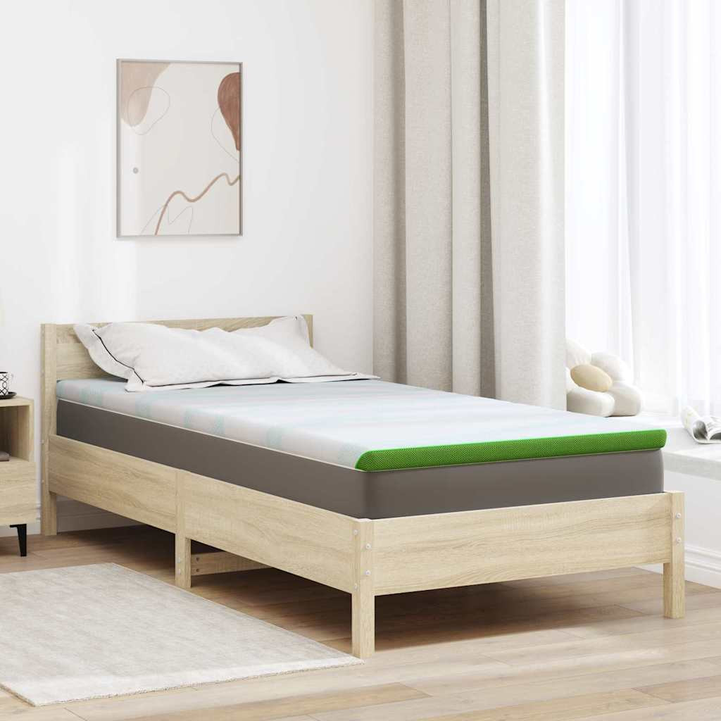 vidaXL Matratzenauflage Weiß und Grün 90 x 200 cm Jacquard Stoff