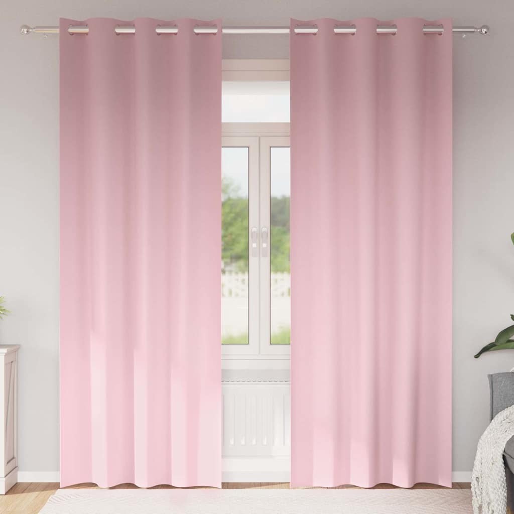 vidaXL Verdunkelungs-Vorhänge mit Ringen 2 pcs Babyrosa 225 x 140 cm