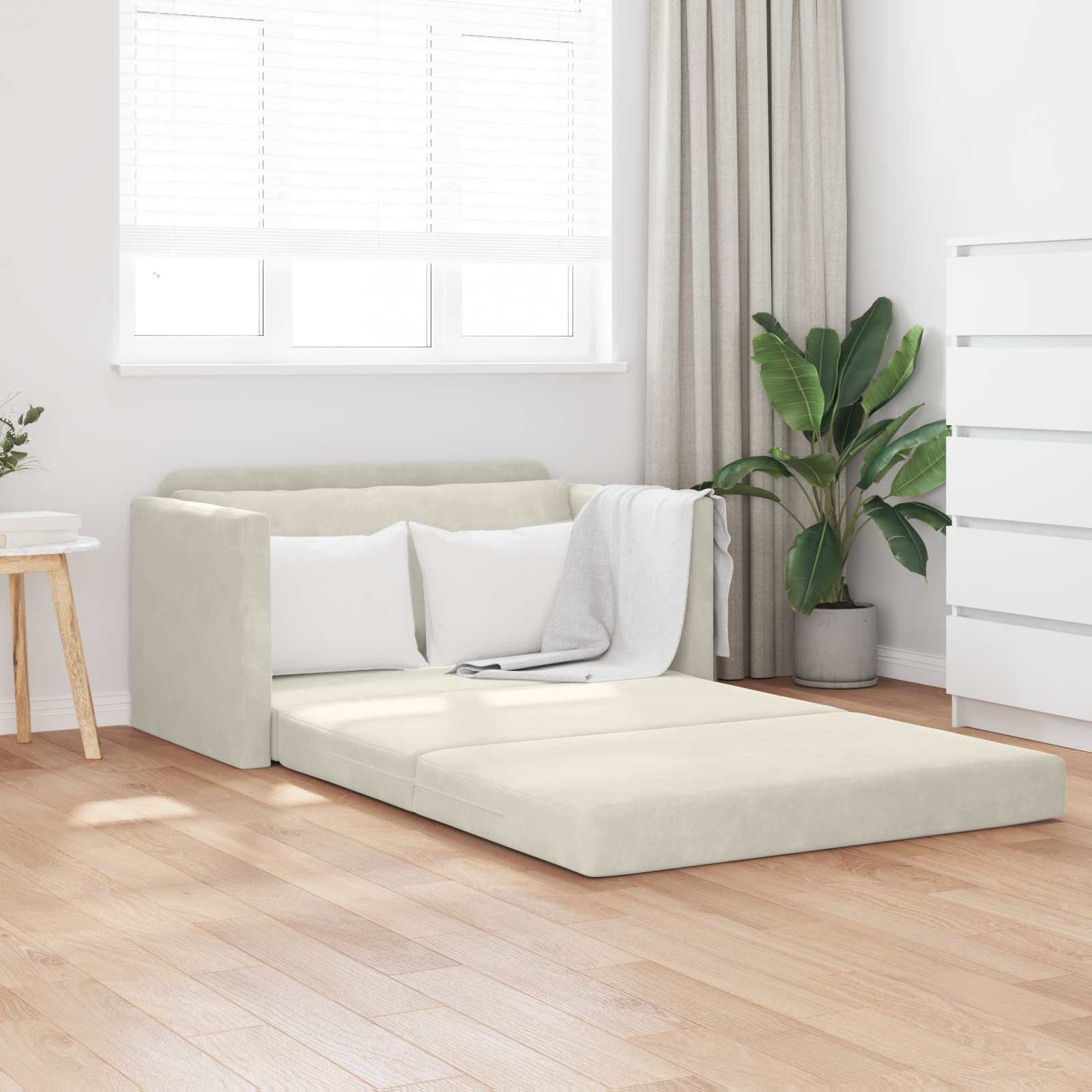 vidaXL Schlafsofa Creme 124 x 71 x 78 cm Samt