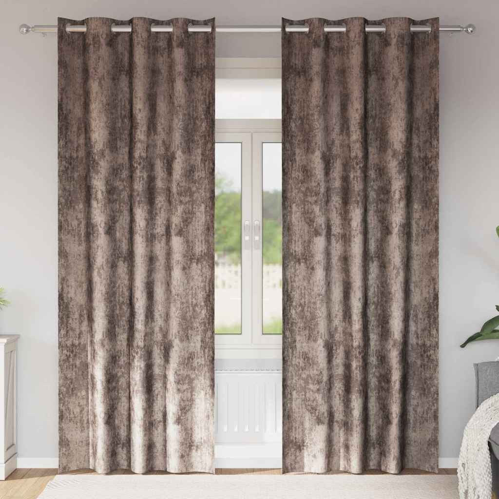vidaXL Samtvorhänge mit Vorhängen 2 pcs Cappuccino 225 x 140 cm Samt