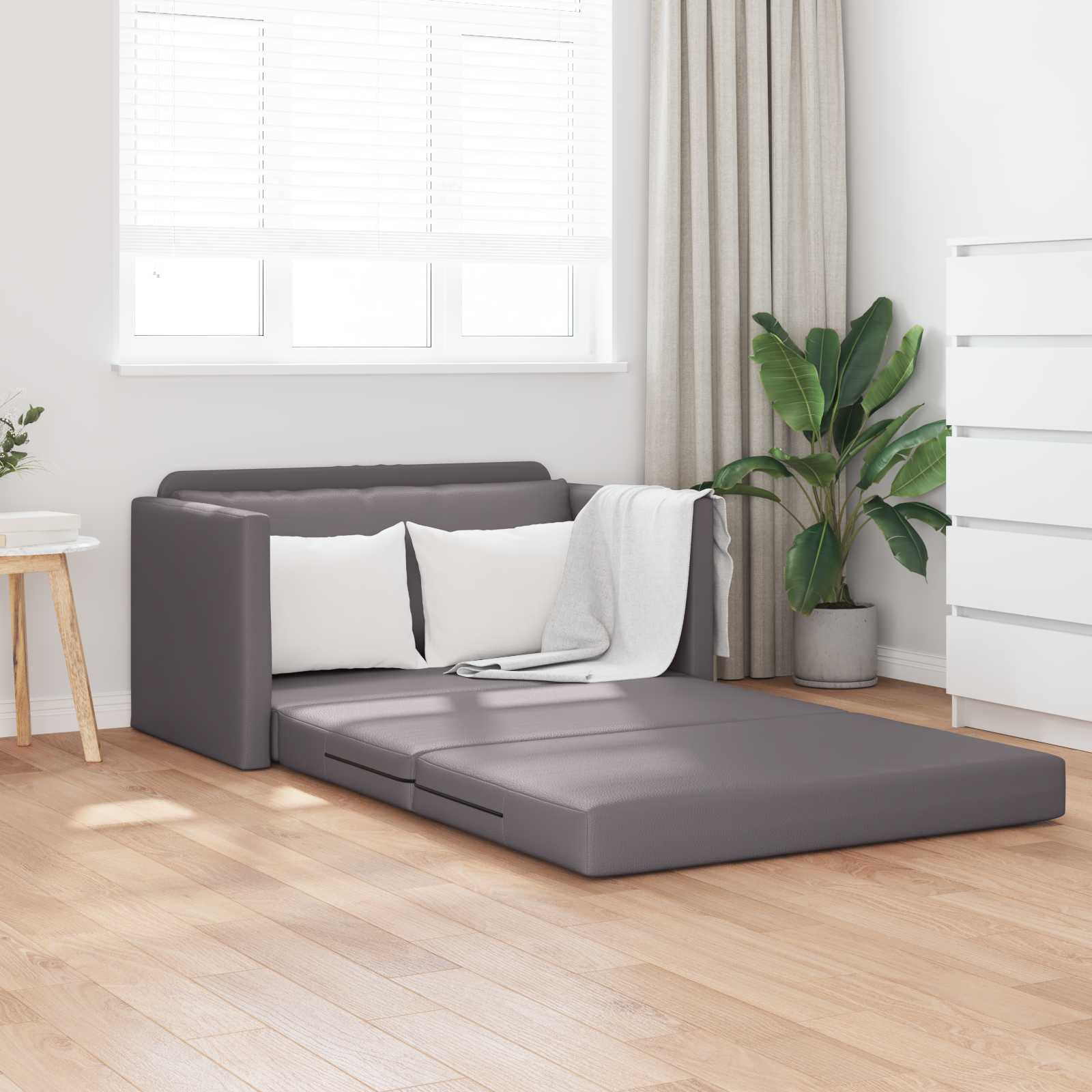 vidaXL Schlafsofa Grau 124 x 71 x 78 cm Kunstleder