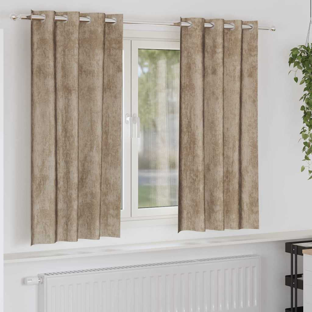 vidaXL Samtvorhänge mit Vorhängen 2 pcs Champagner 175 x 140 cm Samt