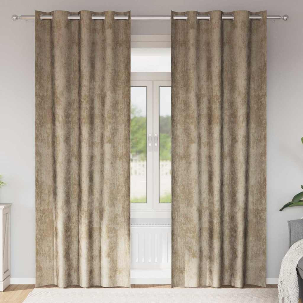 vidaXL Samtvorhänge mit Vorhängen 2 pcs Champagner 260 x 140 cm Samt