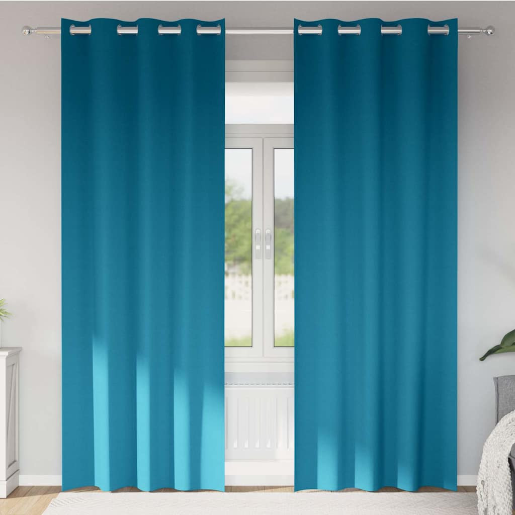 vidaXL Verdunkelungs-Vorhänge mit Ringen 2 pcs Türkis 245 x 140 cm