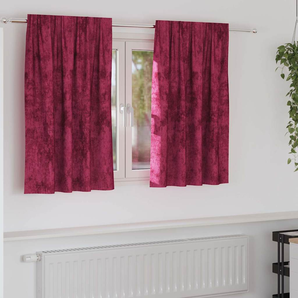vidaXL Samtvorhänge mit Vorhängen 2 pcs Weinrot 140 x 140 cm Samt