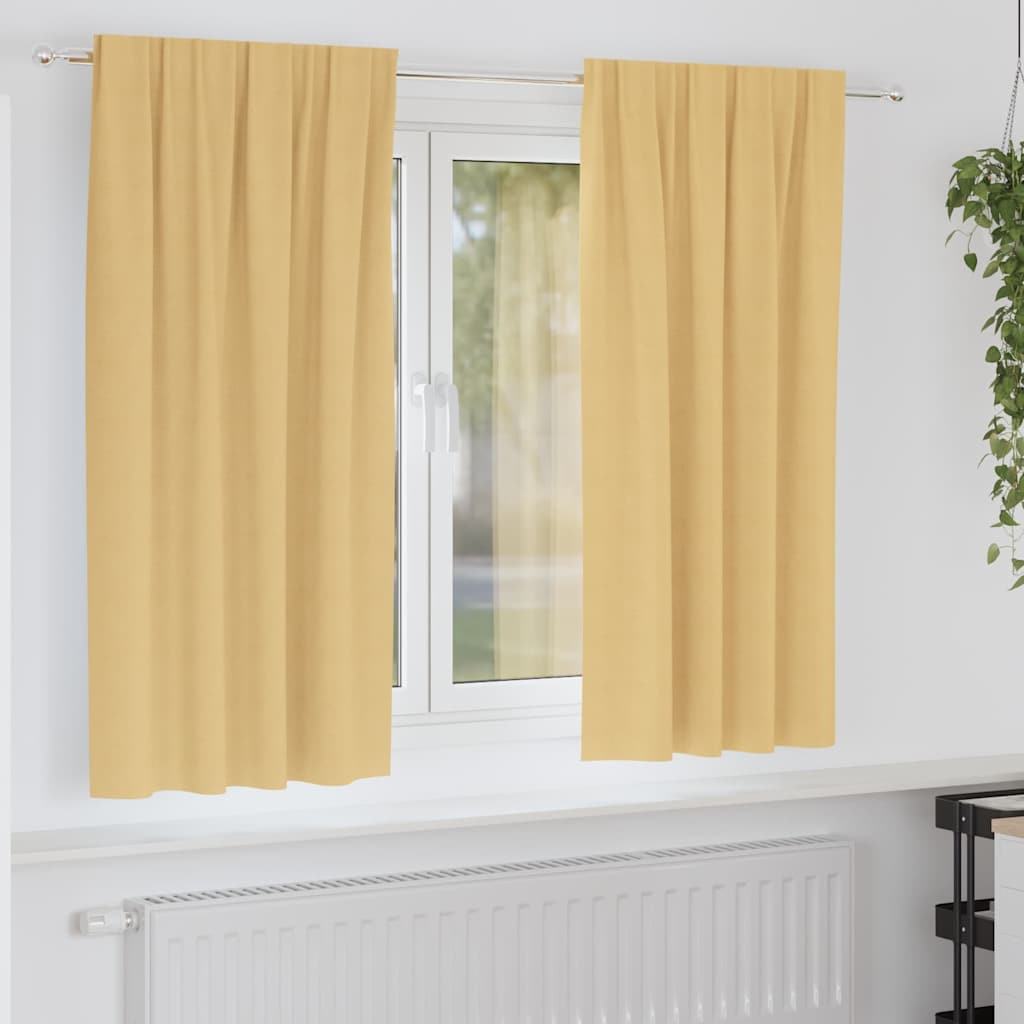 vidaXL Verdunkelungs-Vorhänge mit Ringen 2 pcs Beige 175 x 140 cm