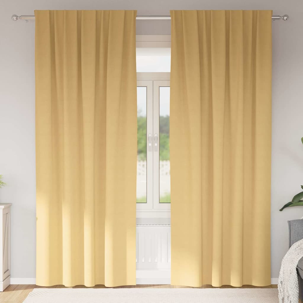 vidaXL Verdunkelungs-Vorhänge mit Ringen 2 pcs Beige 225 x 140 cm