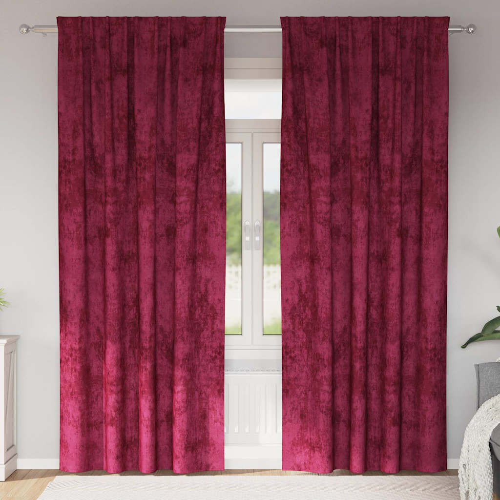 vidaXL Samtvorhänge mit Vorhängen 2 pcs Weinrot 245 x 140 cm Samt