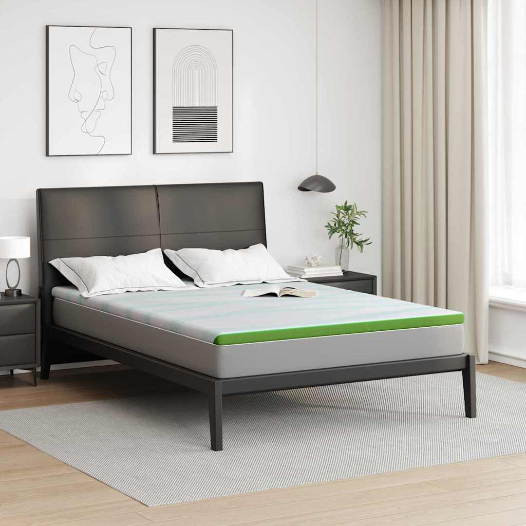 vidaXL Matratzenauflage Weiß und Grün 140 x 200 cm Jacquard Stoff