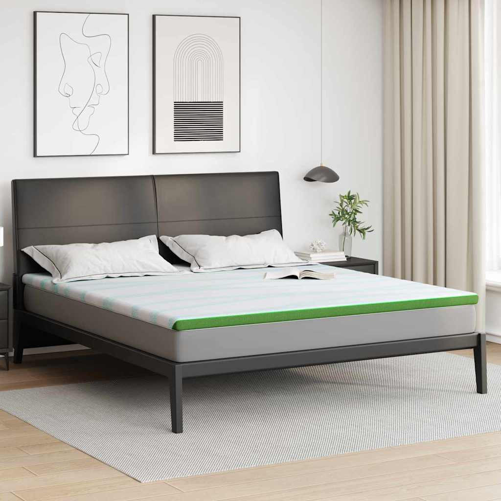 vidaXL Matratzenauflage Weiß und Grün 180 x 200 cm Jacquard Stoff