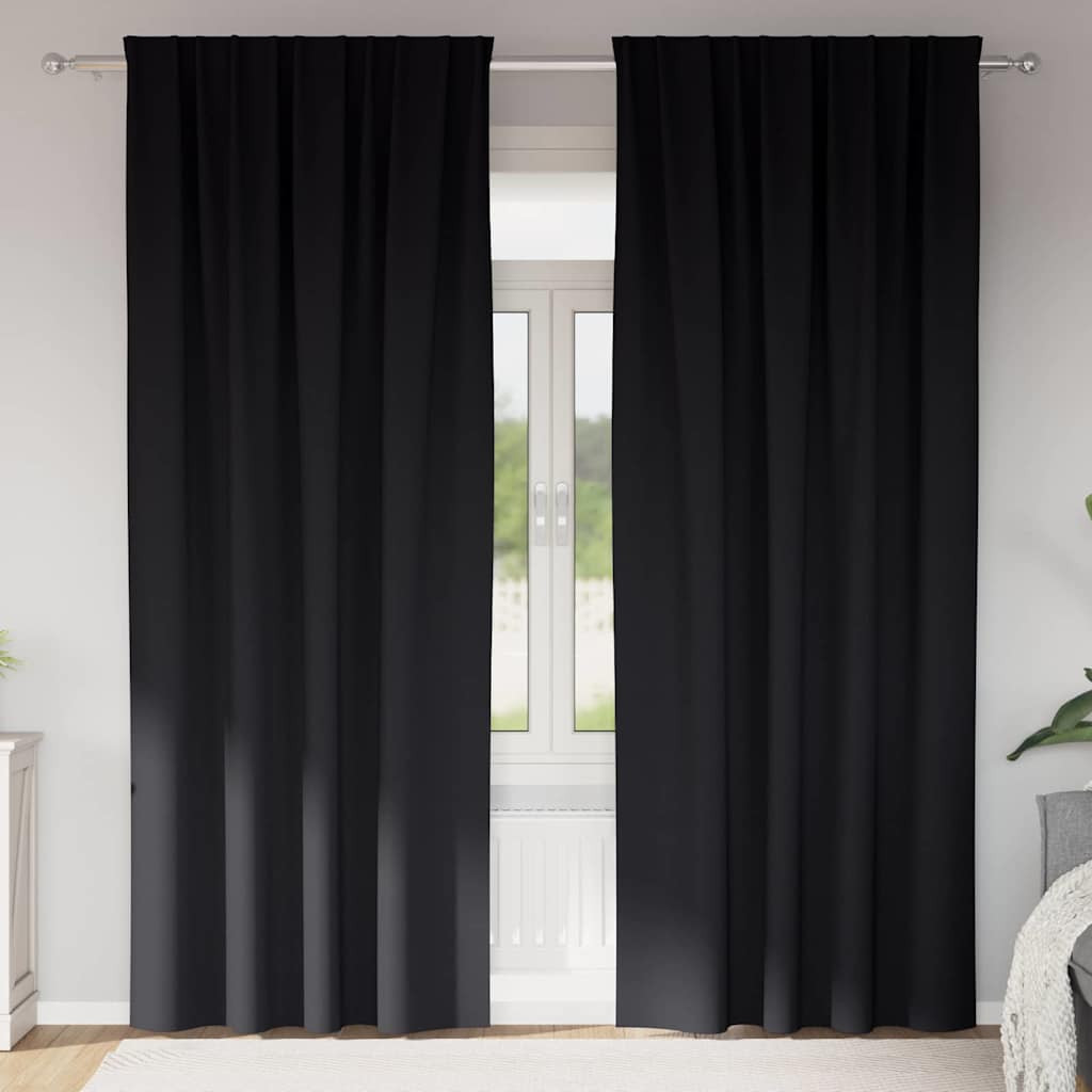 vidaXL Verdunkelungs-Vorhänge mit Ringen 2 pcs Schwarz 245 x 140 cm