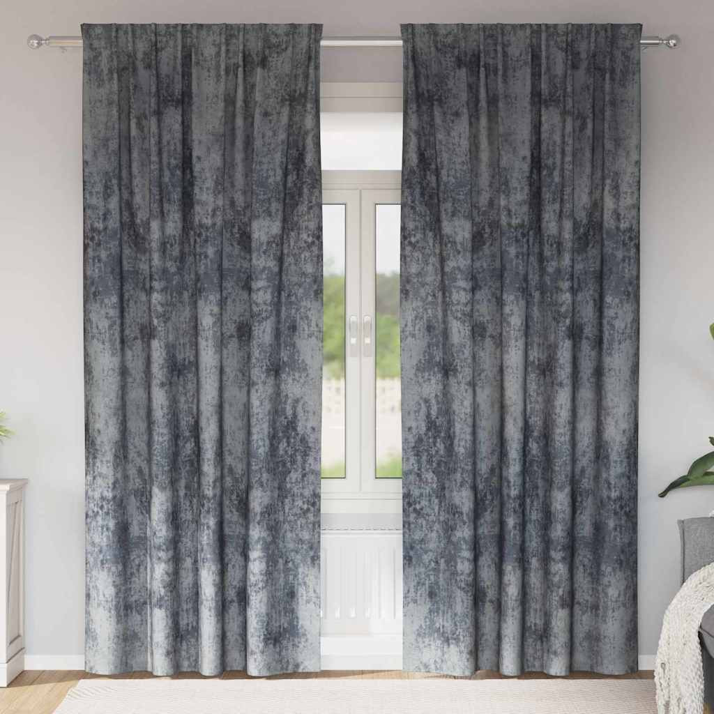 vidaXL Samtvorhänge mit Vorhängen 2 pcs Silber Grau 260 x 140 cm Samt