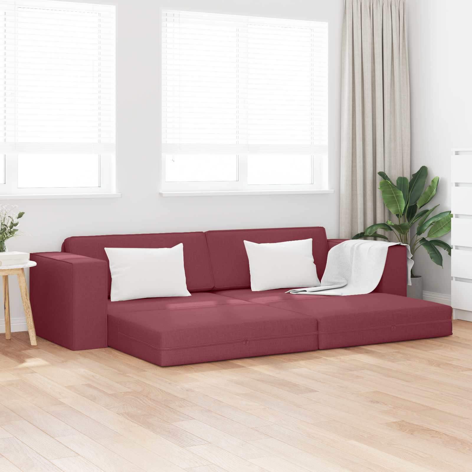 vidaXL Schlafsofa Weinrot 245 x 78 x 77 cm Stoff