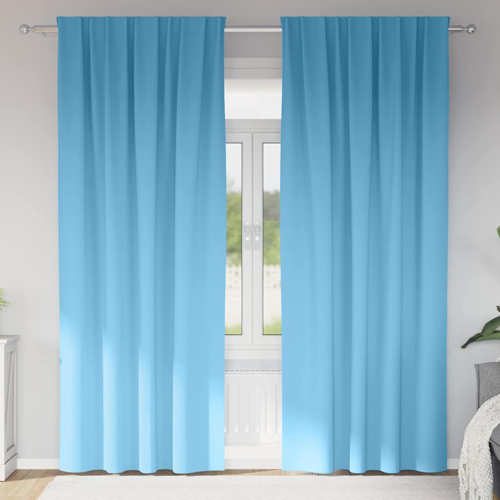 vidaXL Verdunkelungs-Vorhänge mit Ringen 2 pcs Himmelblau 260 x 140 cm
