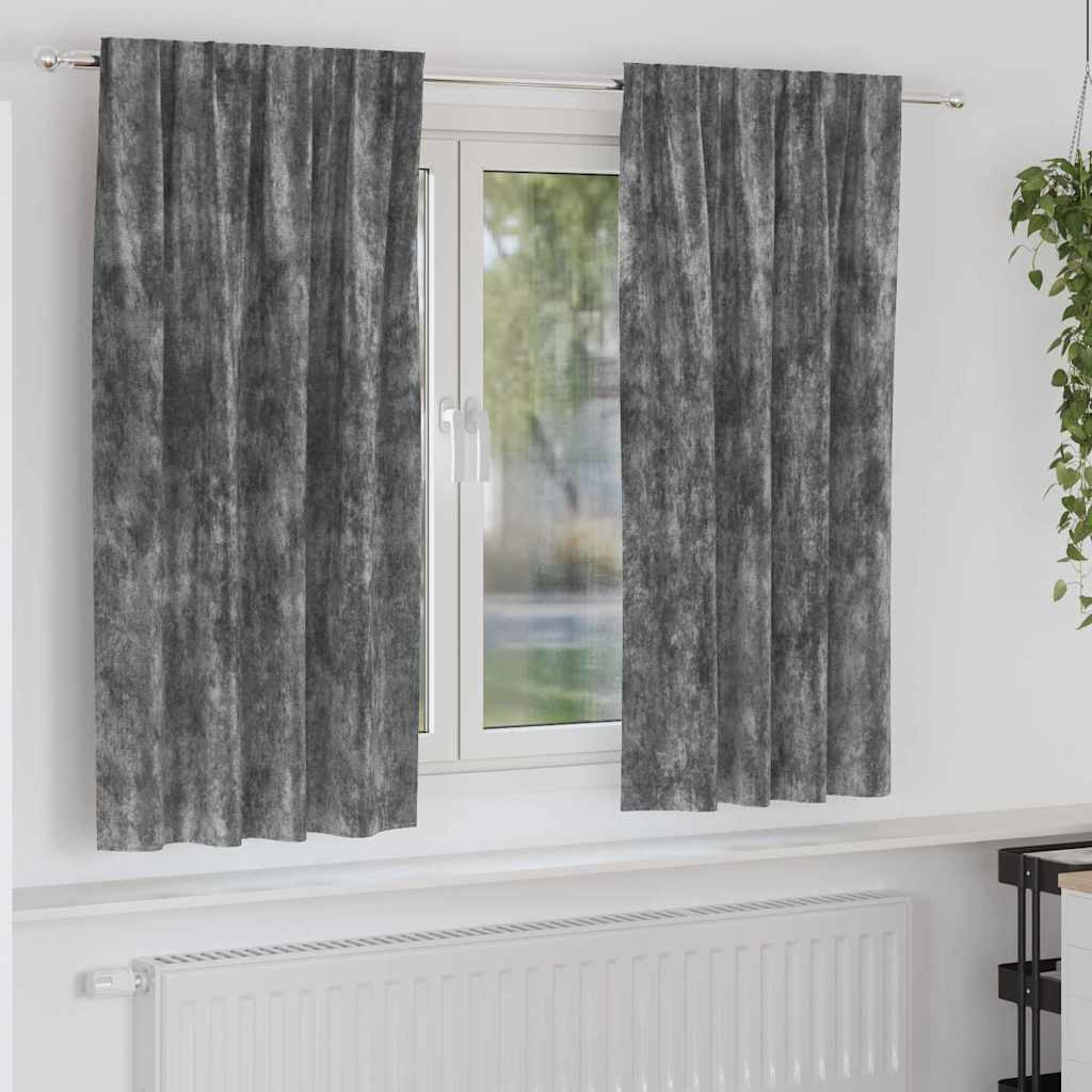 vidaXL Samtvorhänge mit Vorhängen 2 pcs Grau 175 x 140 cm Samt