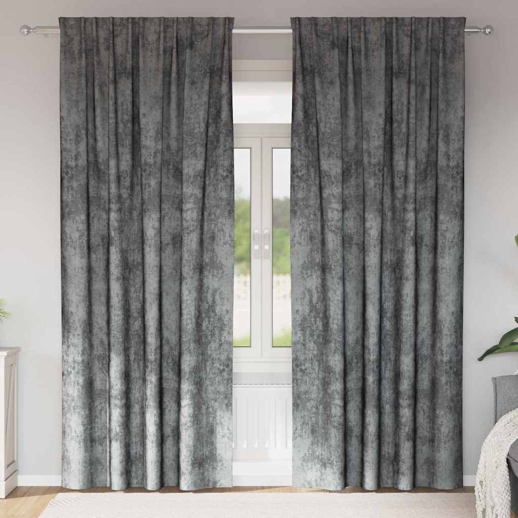 vidaXL Samtvorhänge mit Vorhängen 2 pcs Grau 225 x 140 cm Samt