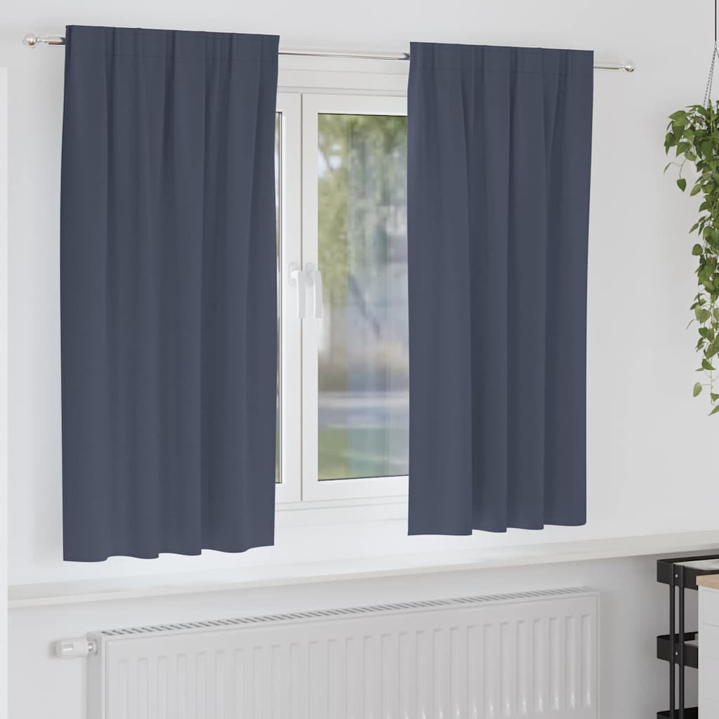 vidaXL Verdunkelungs-Vorhänge mit Ringen 2 pcs Anthrazit 175 x 140 cm