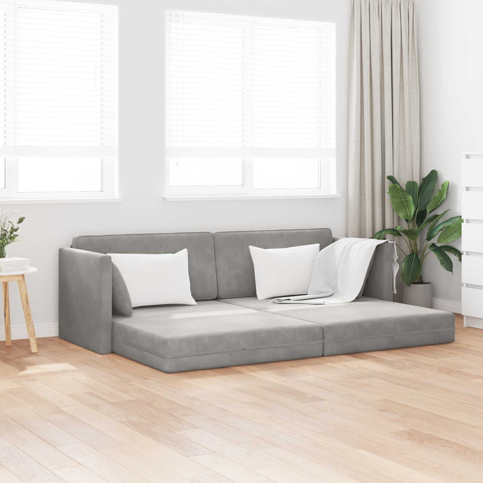 vidaXL Boden-Sofa-Bett Hellgrau 213 x 70 x 77 cm Samt