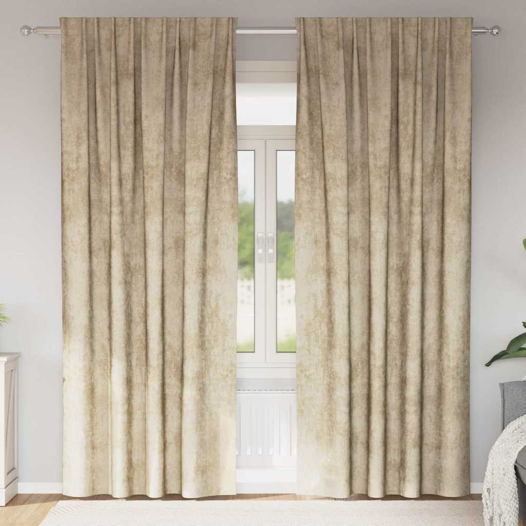 vidaXL Samtvorhänge mit Vorhängen 2 pcs Creme 245 x 140 cm Samt
