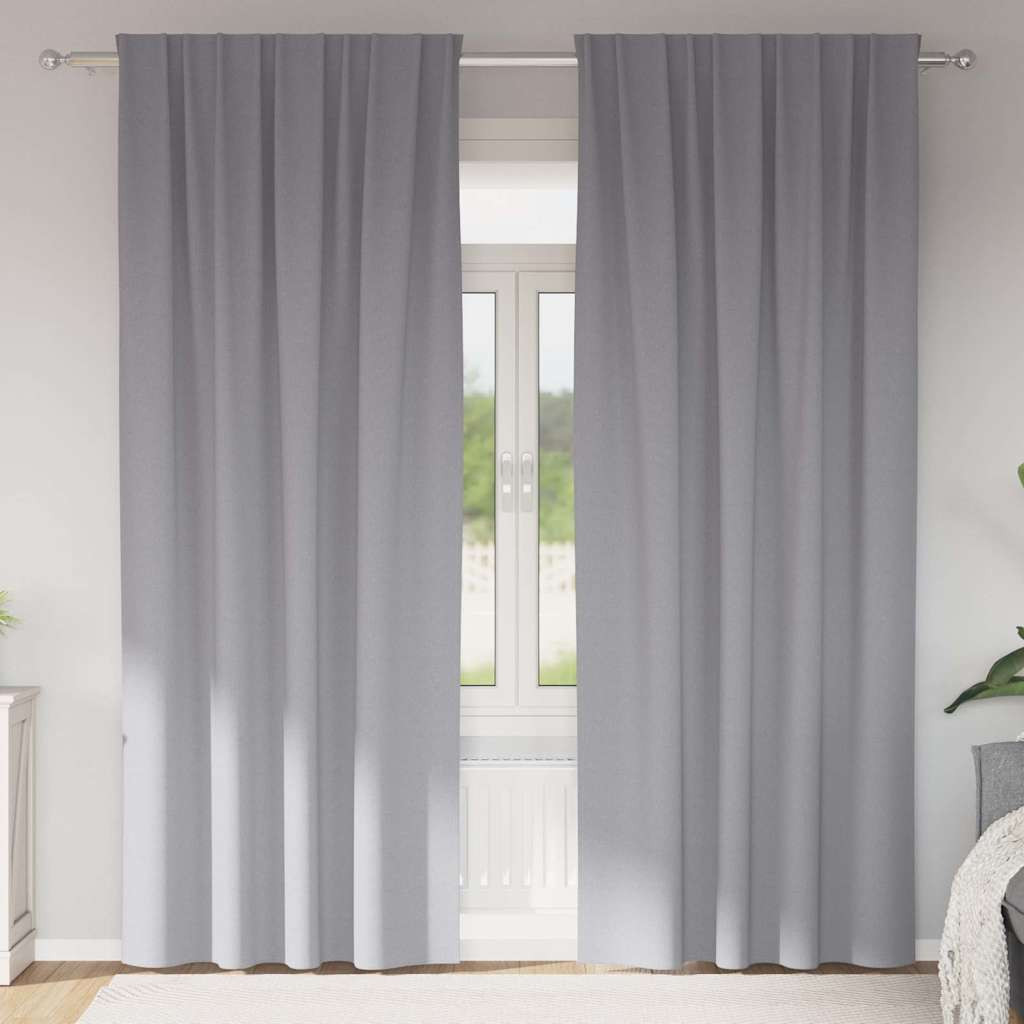 vidaXL Verdunkelungs-Vorhänge mit Ringen 2 pcs Hellgrau 245 x 140 cm