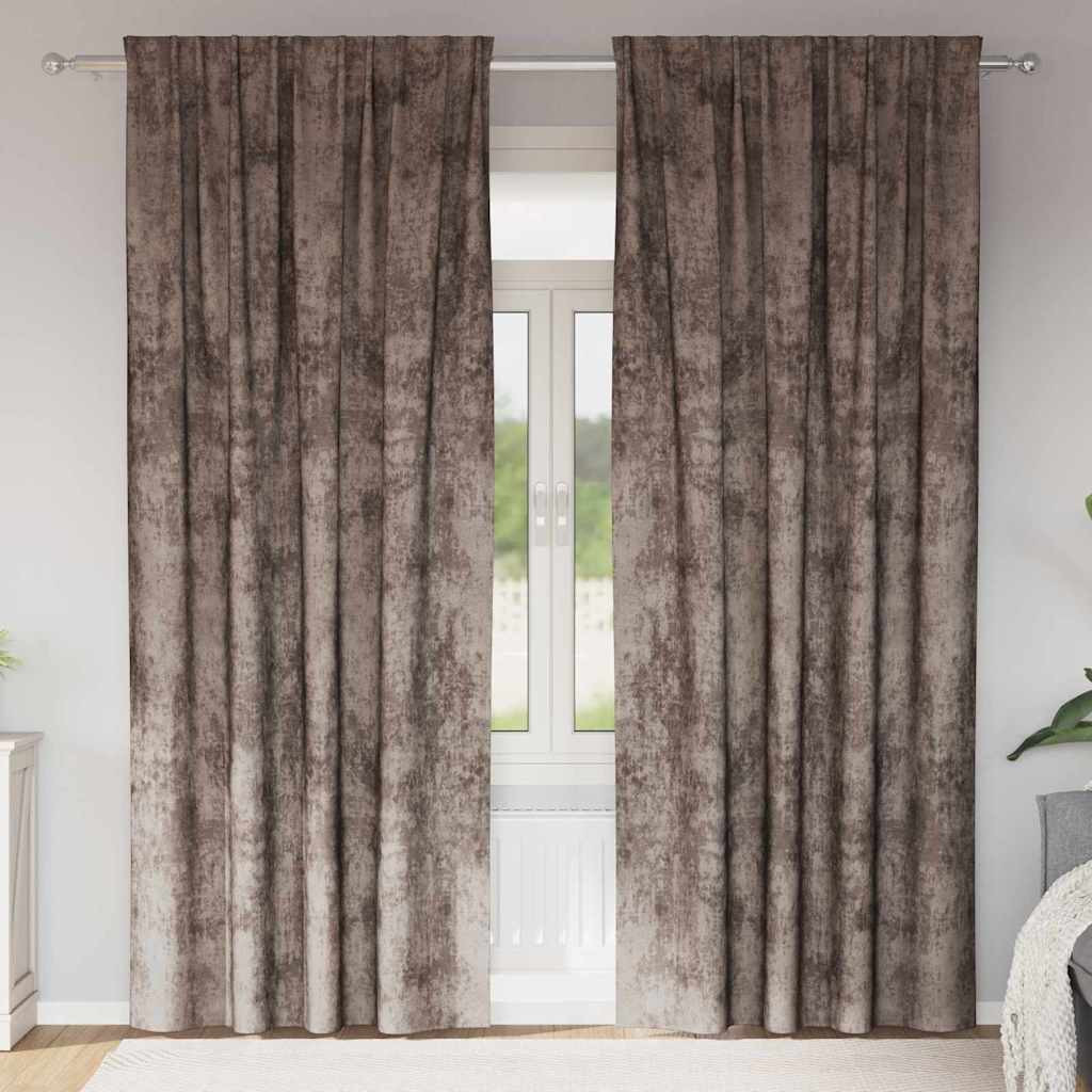 vidaXL Samtvorhänge mit Vorhängen 2 pcs Cappuccino 245 x 140 cm Samt