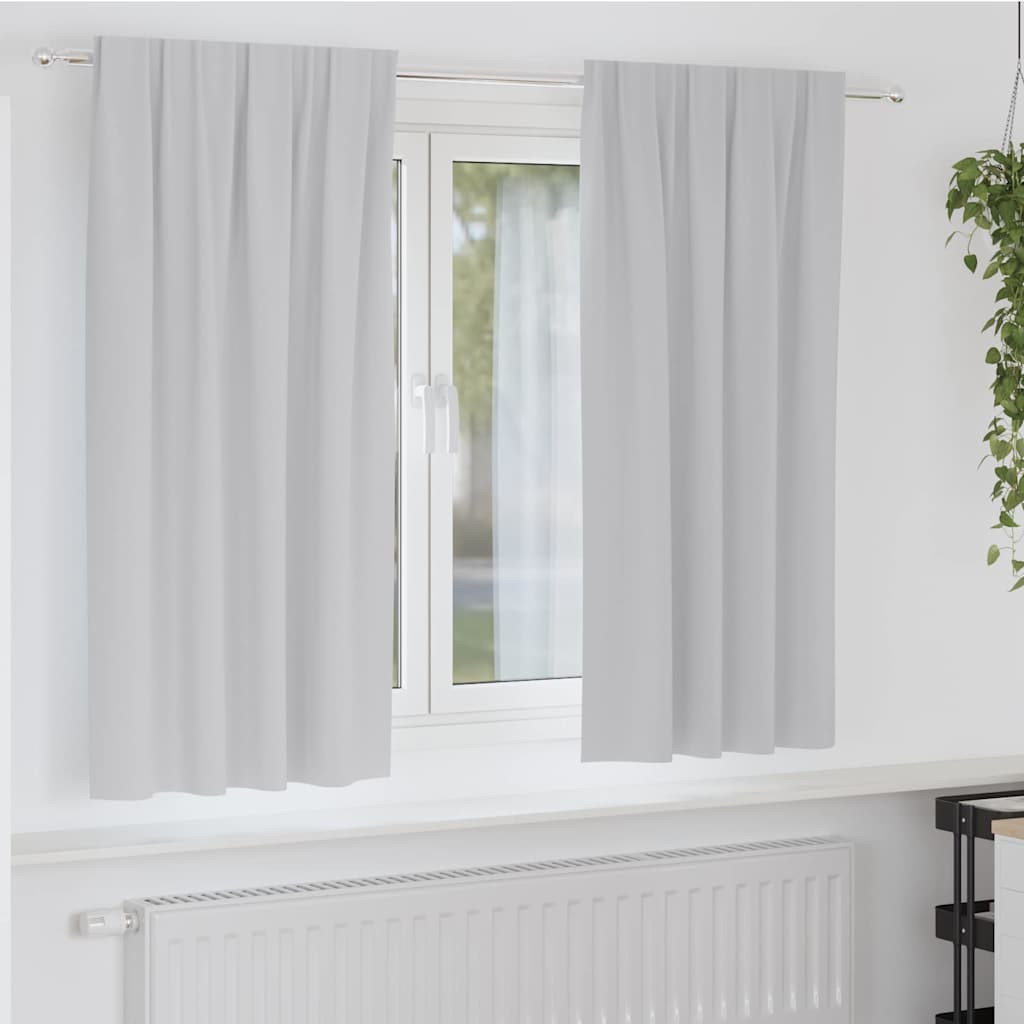 vidaXL Verdunkelungs-Vorhänge mit Ringen 2 pcs Hellgrau 175 x 140 cm