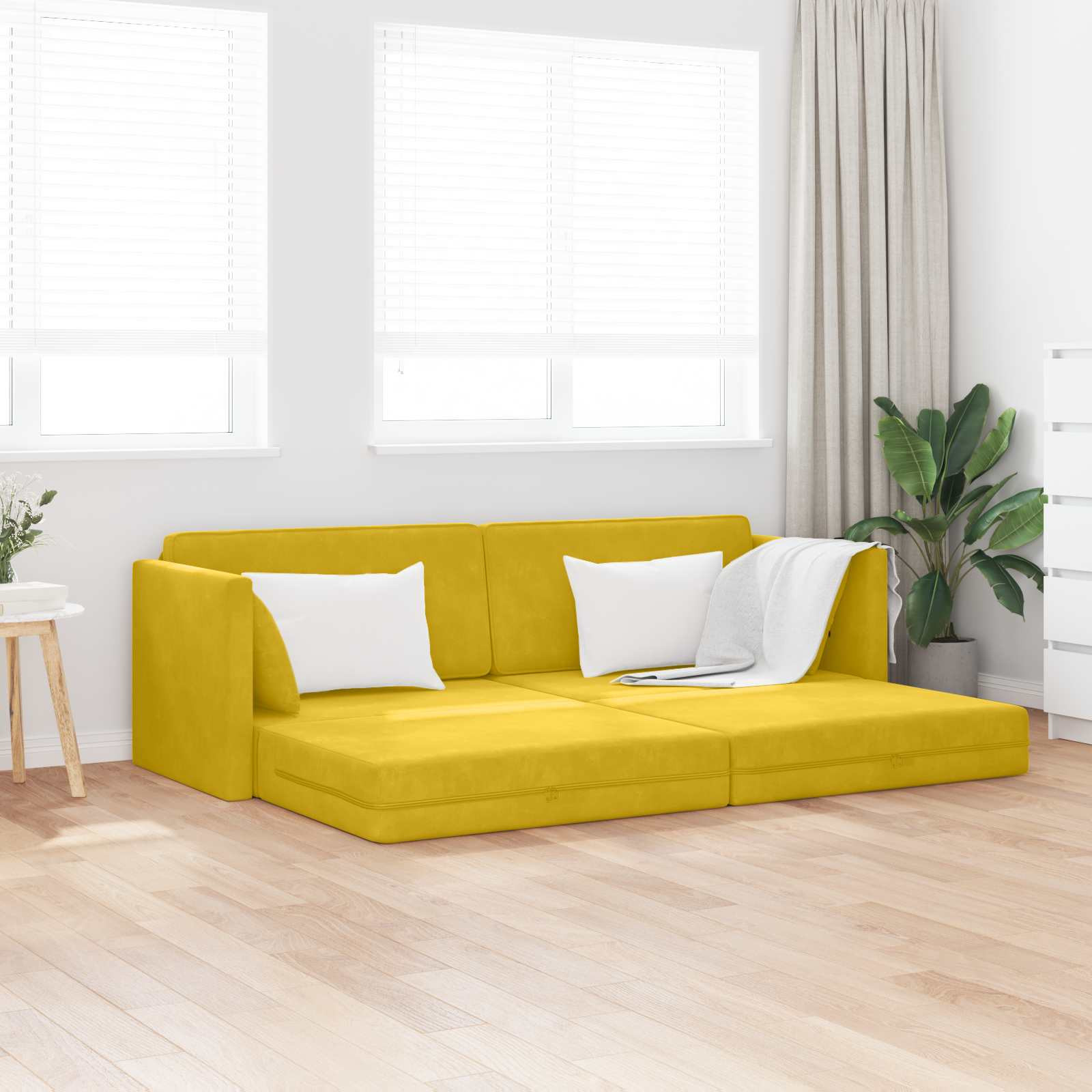 vidaXL Boden-Sofa-Bett Gelb 213 x 70 x 77 cm Samt