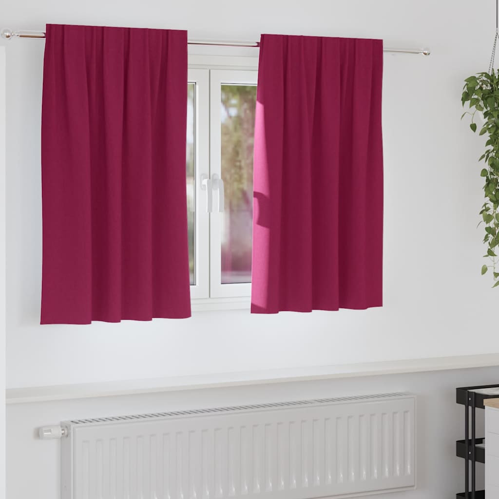 vidaXL Verdunkelungs-Vorhänge mit Ringen 2 pcs Weinrot 140 x 140 cm
