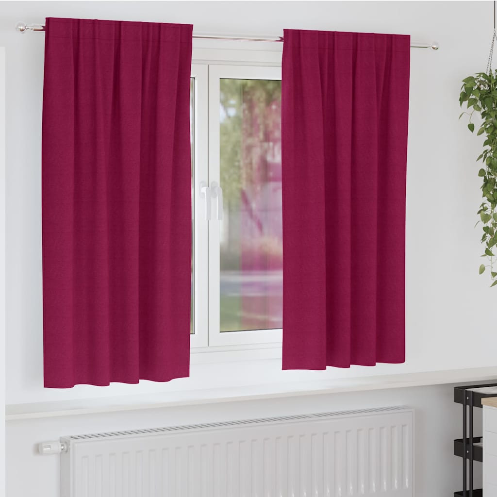 vidaXL Verdunkelungs-Vorhänge mit Ringen 2 pcs Weinrot 175 x 140 cm