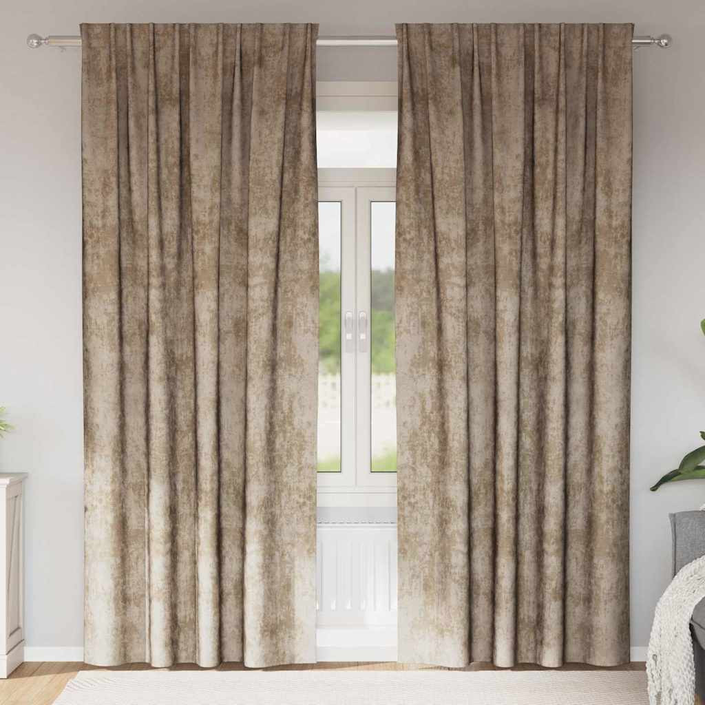 vidaXL Samtvorhänge mit Vorhängen 2 pcs Champagner 245 x 140 cm Samt