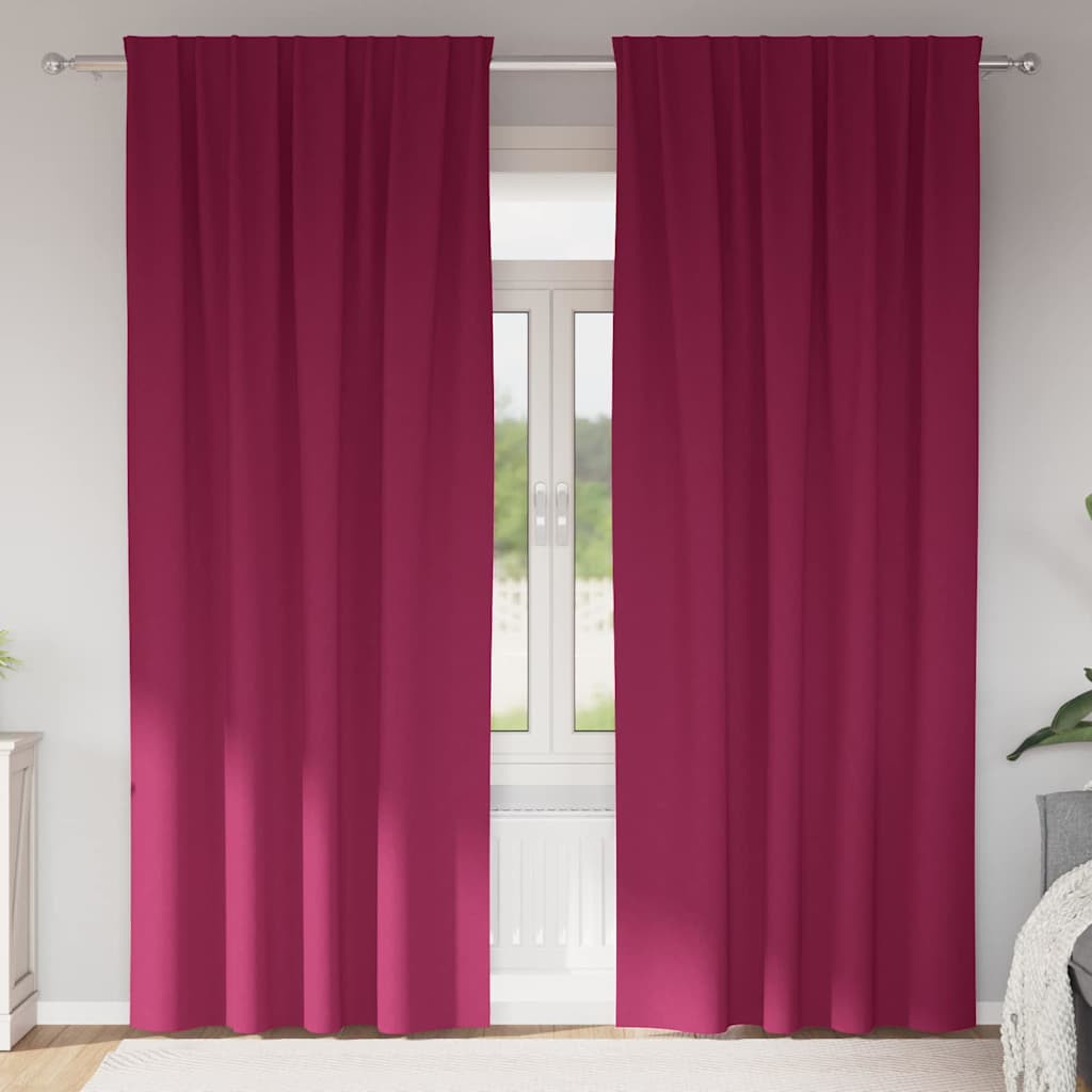 vidaXL Verdunkelungs-Vorhänge mit Ringen 2 pcs Weinrot 245 x 140 cm