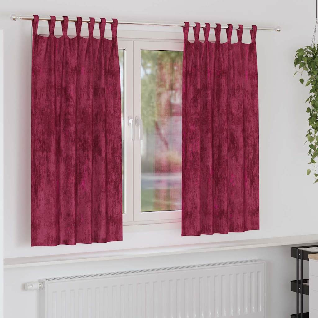 vidaXL Samtvorhänge mit Vorhängen 2 pcs Weinrot 175 x 140 cm Samt