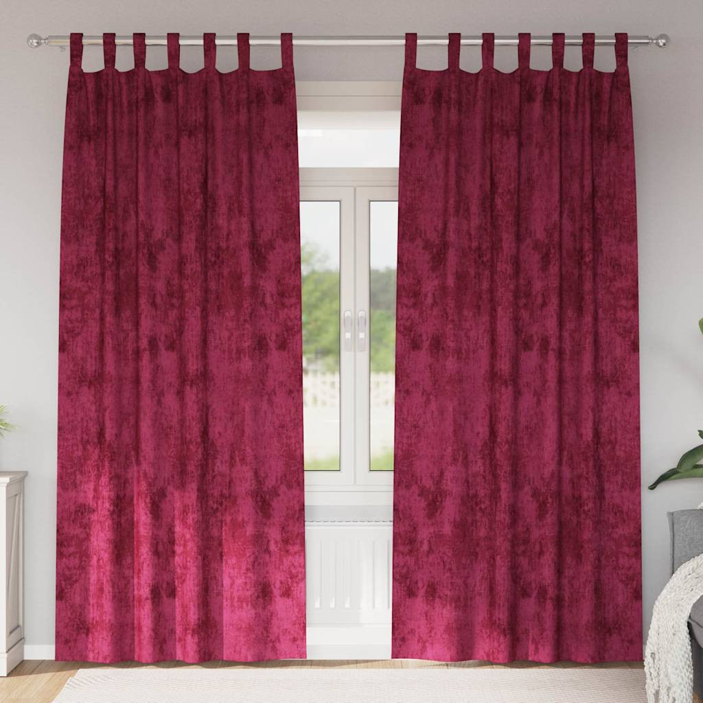 vidaXL Samtvorhänge mit Vorhängen 2 pcs Weinrot 245 x 140 cm Samt