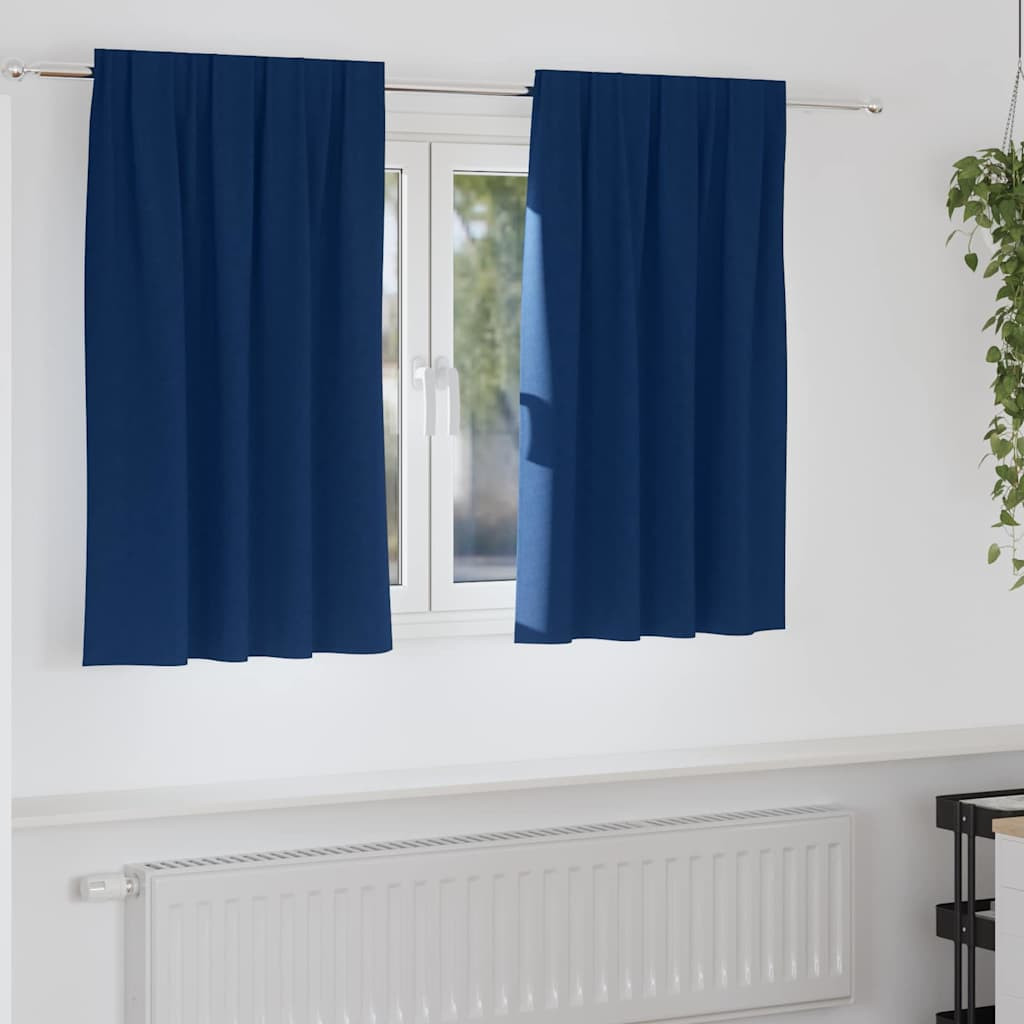 vidaXL Verdunkelungs-Vorhänge mit Ringen 2 pcs Dunkelblau 140 x 140 cm
